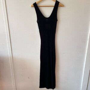 Shade & Shore Coverup Maxi Dress Womens Small Black Open Knit NWT Swimwear